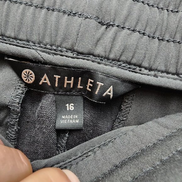 Athleta Shorts Women's 16 Gray Linen High Rise Drawstring Athletic Running - Picture 2 of 11